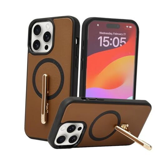 Magnetic & Stand Designed for iPhone 14 Pro Max Case fit for MagSafe, Brown