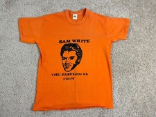Vintage Russell Athletic T-Shirt Youth Boys M USA Single Stitch Sam White Orange