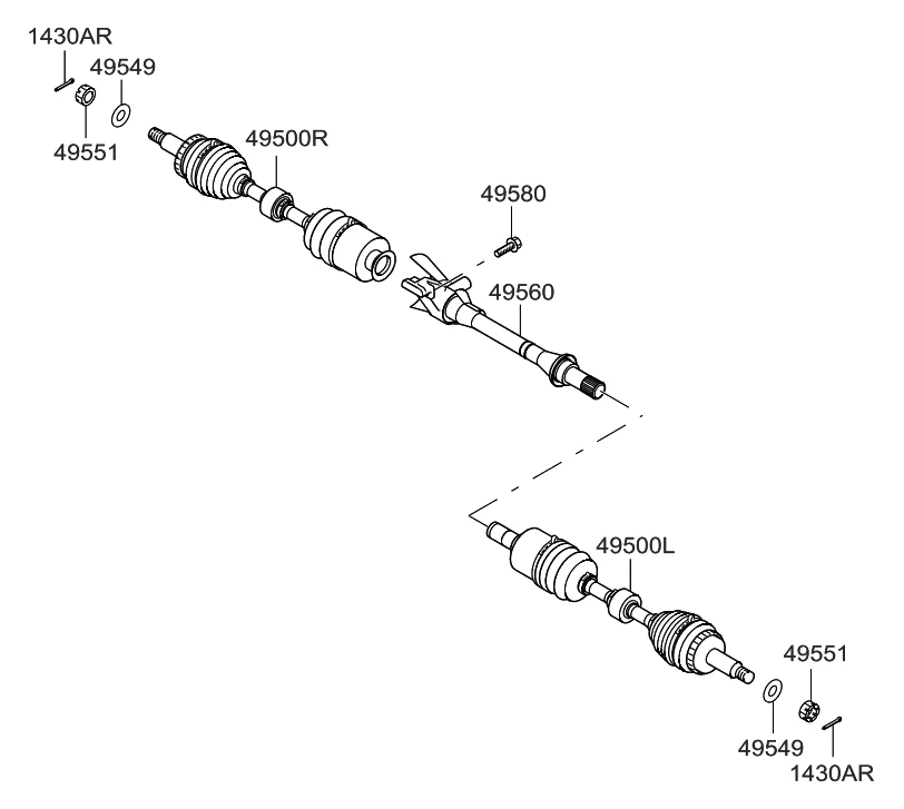 Eje intermedio CV 495602P250 para Hyundai Santa Fe Kia Sorento 2010-2013 Foto 4 de 4