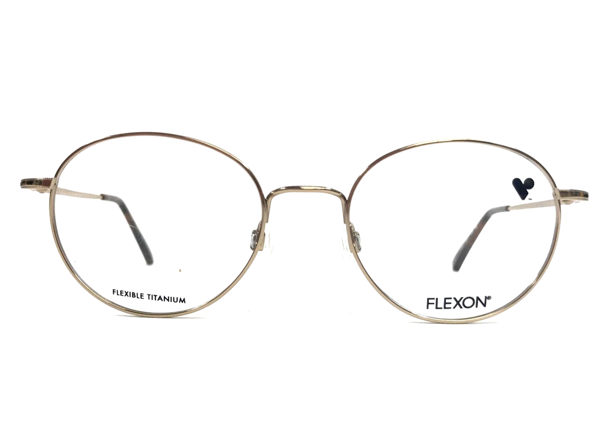 Flexon Eyeglasses Frames EDISON 600 710 Shiny Gold Round Wire Rim