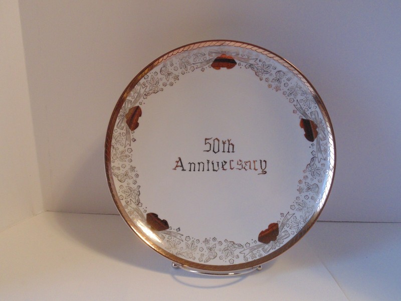 Vintage Made In Japan Royal Crown 50TH Anniversary Round Cake Plate 1774