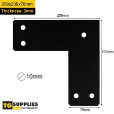 Heavy Duty Black Flat Angle Bracket L Shaped Flat Brace Pergola Corner Plate