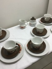 MITTERTEICH BAVARIA VINTAGE KAFFEEGESCHIRR 6 PERSONEN WEISS / BRAUN 