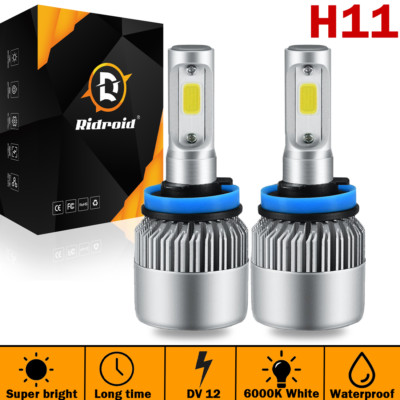 2PCS LED Headlights High Beam H11 H9 H8 Low Beam Bulbs Super Bright 6000K White
