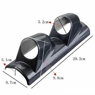 Universal 2" 52mm Left Driver Carbon Fiber A Pillar Dual 2 Hole Gauge Holder Pod - Image 2 of 4