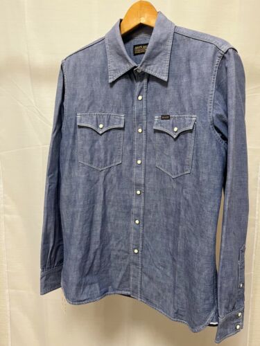 IRON HEART Chambray Western Shirt Blue Large Blue From Japan