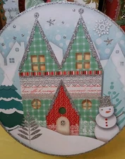 NEW 3pc Punch Studio CHRISTMAS SNOWY HOME SNOWMAN DEER GLITTER Stack Gift Boxes