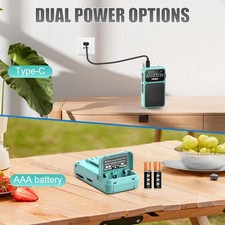 Pocket Radio AM FM USB-C Rechargeable  Battery Operated, Mini Design, Clear
