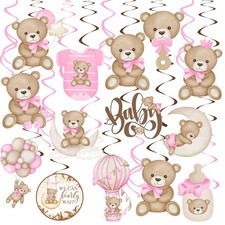 Bear Baby Shower Hanging Swirls 20PCS Ceiling Party Decor Girl Birthday Set