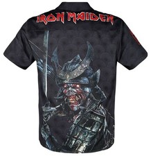 Iron Maiden Button Down Dress Shirt Hawaiian Eddie Full Print Samurai Medium NEW