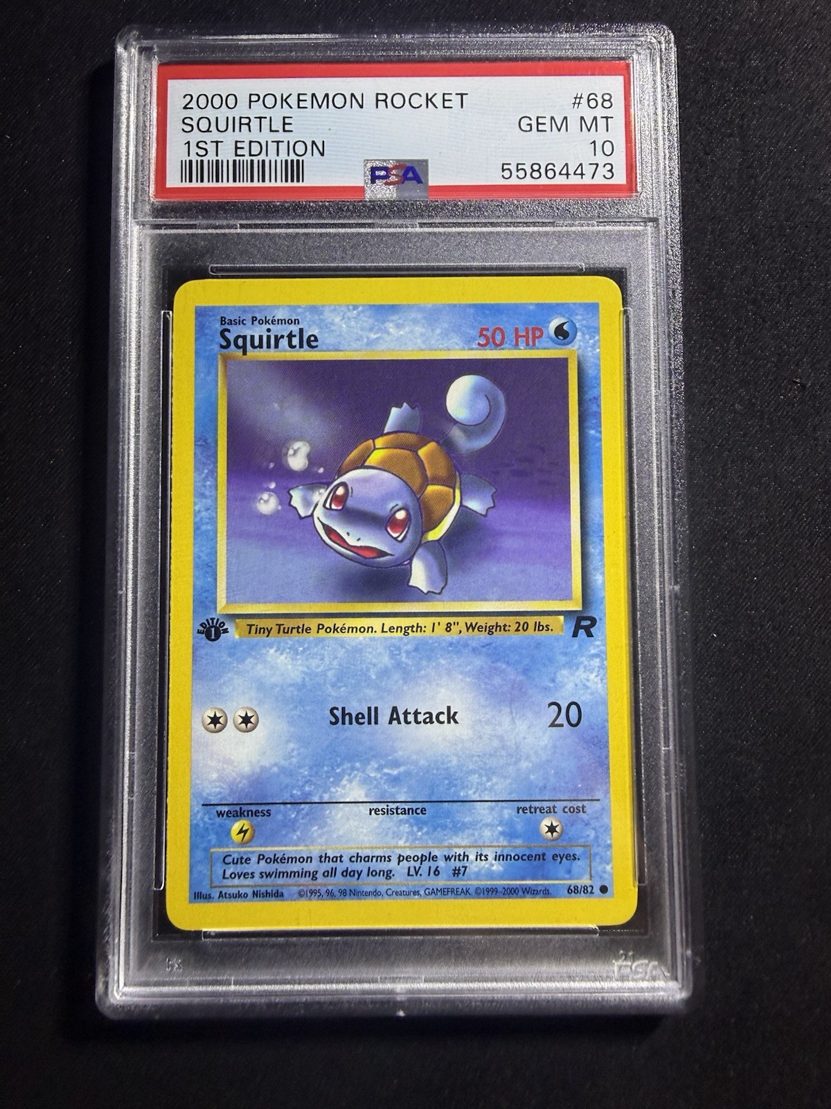 Pokémon Tcg Squirtle 68/82 Team Rocket 1st Edition PSA 10