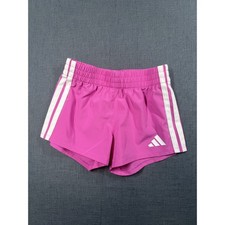 Adidas Girls Pink 3-Stripe Athletic Shorts Size S 7-8 Recycled Polyester AG10393