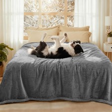 Luciphia Waterproof Bed Blanket Washable, Soft Sherpa Fleece Puppy Reversible...