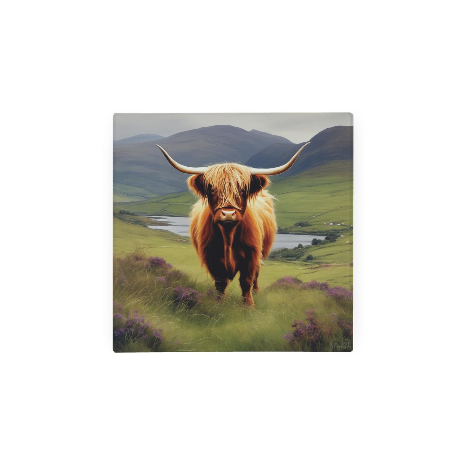 Highland Cow Glass Hot Pot Stand - Scottish Landscape Heat Resistant Trivet