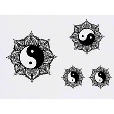 4 x 'Yin Yang Mandala' Temporary Tattoos / Transfers TO00015465 