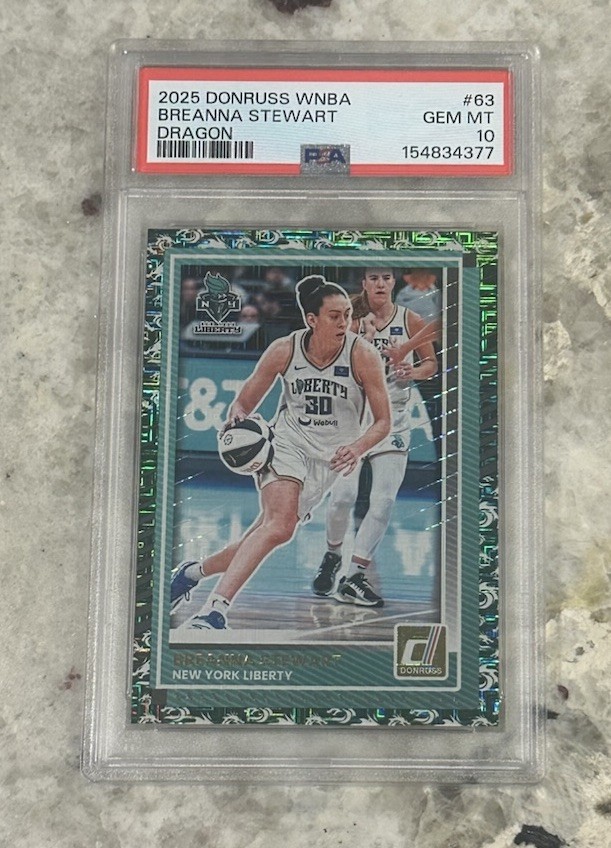 2025 PANINI DONRUSS WNBA #63 BREANNA STEWART DRAGON PSA 10 POP 1 NY LIBERTY