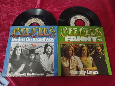Bee Gees 7'' Singles X 2 Germany  - Nights On Broadway - Fanny be tender 1975