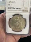 • 1874 CC Trade Dollar $1 NGC MS61