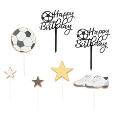 Football Pitch Cake Topper Theme Birthday Decorations for Boys Cupcake Toppers