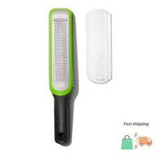 OXO Etched Zester: Stainless Steel Lemon & Garlic Grater, Soft-Grip Handle,Green