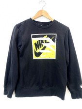 Nike Sweatshirt Boy  s Large Crewneck Black Neon Yellow Graphic Sport Preppy
