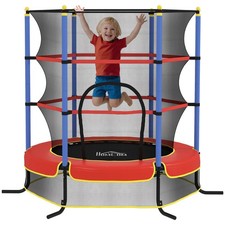 HOMCOM Trampoline for Kids w/Enclosure Net Built-in Zipper 3-10 Year