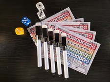 Qwixx - 5 Reusable Laminated Dry-Erase Score Sheets with Markers, Double Sided