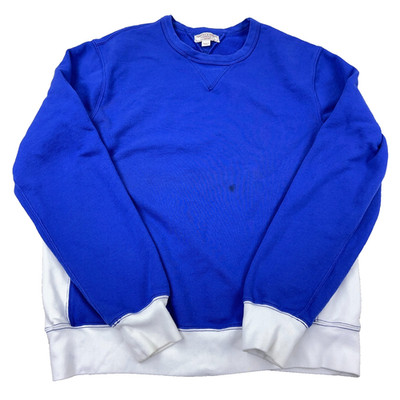 Wallace & Barnes J Crew Sweatshirt Men Large Blue White Crewneck Sweater  STAINS