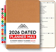 Dated, 2026 Planner, 8.5" X 11" - the Productivity Planner to Achieve Your 2026