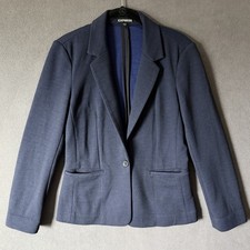 Express Blazer Womens M Navy Office Siren Old Money Structured Textured Career