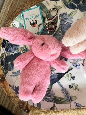 Jellycat Bashful Pink Bunny Plush Bag Charm Cute Soft Rabbit Keychain Gift NWT