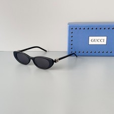 Gucci GG1680S 001 Black Frame Grey Lens Oval Sunglasses Made in Italy