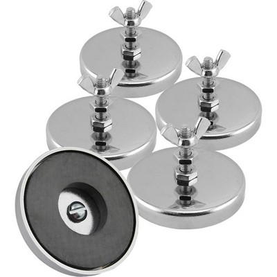 Master Magnetics Ceramic Round Base Magnet with Bolt, Nuts, and 2.04, Silver 