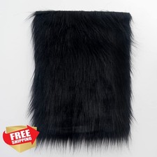 Highshion Black Faux Fur Fabric 9x12" Shaggy Plush for Crafts Costumes