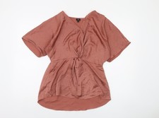 River Island Damen Braun Wickelbluse Gr&ouml;&szlig;e 10 Kurzarm