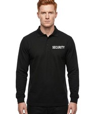 Men's Security Long Sleeve Polo Shirt Printed Uniform Workwear Guard Bouncer