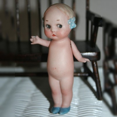 Antique Gebrüder Heubach porcelain bisque pouty sister action baby - Germany