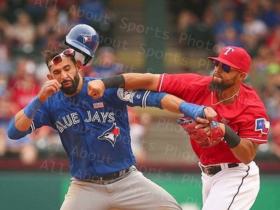 Rougned Odor Gets Rough with Jose Bautista Photo Print Poster Wall Art Fight