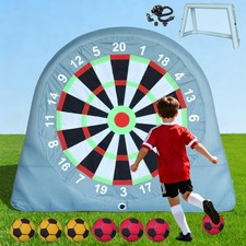 6FT Inflatable Soccer Darts Board with Soccer Goal-2-in-1 Giant Kick Darts Ga...