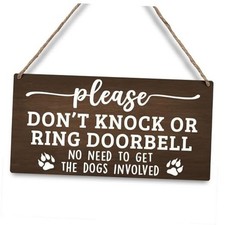 JXREQ Don't Knock or Ring Doorbell Sign for Front Door Dog Warning Sign for