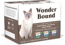 Amazon Brand - Wonder Bound Canned Wet Cat Food Variety 3 Ounce (Pack of 24)  6.38 per gallon