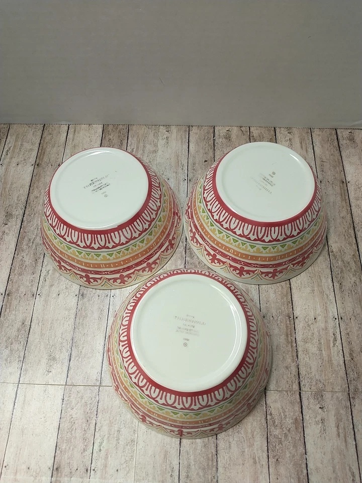 Conjunto de 3 tigelas florais de melamina limiar 6 X 2,75 polegadas vermelho boêmio - Imagem 4 de 4