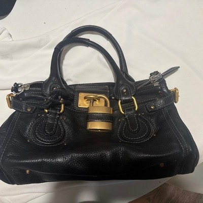 Chloe Paddington Hand Bag Black Leather Ladies Purse Used