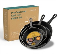 nuovva PreSeasoned Cast Iron Skillet Frying Pans Oven Safe Cookware for Indoo...