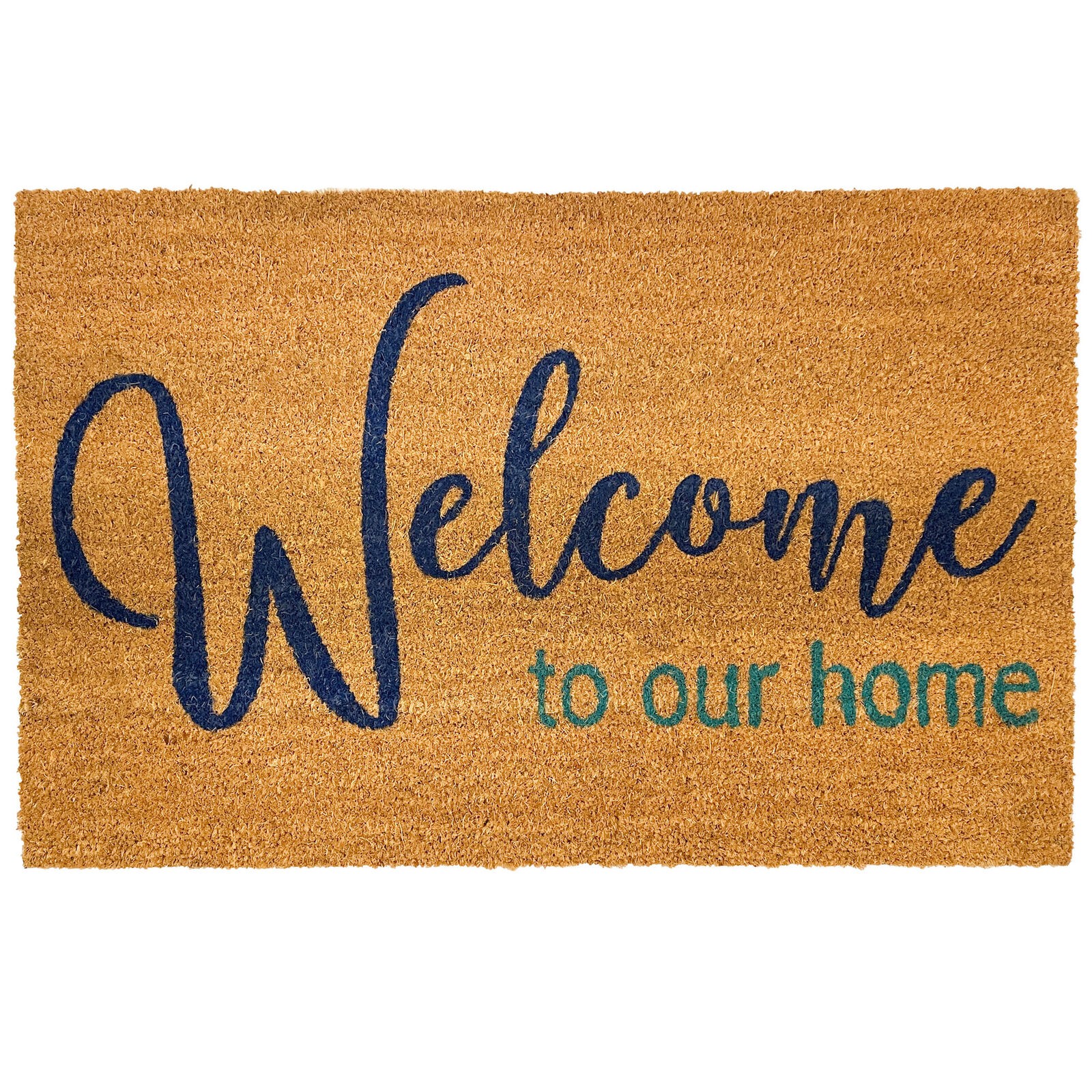 Safavieh Welcome To Our Home Coir Door Mat, 23'' x 36'', Natural/Navy