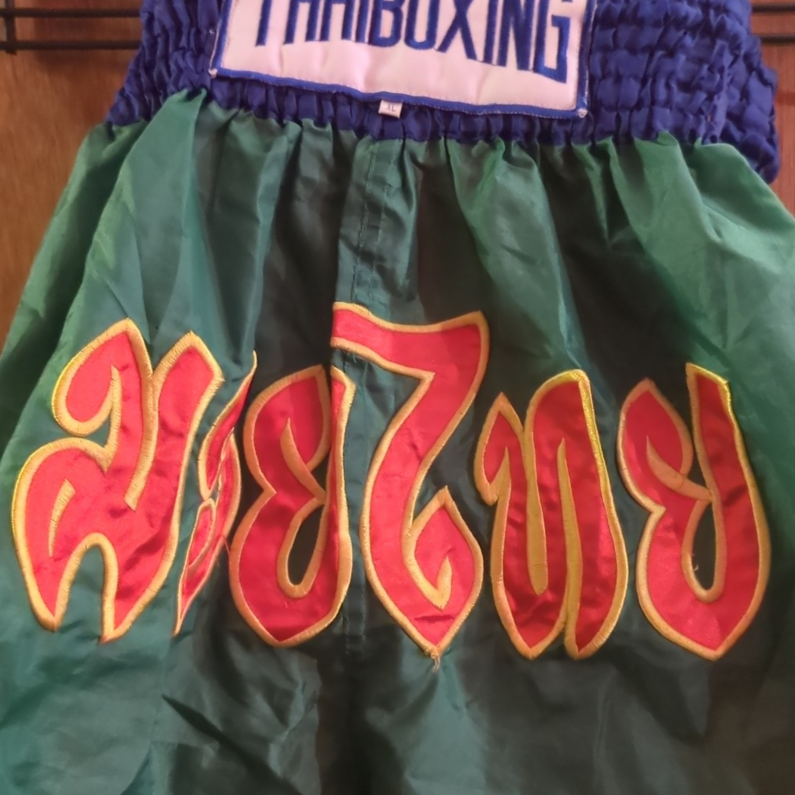 Muay Thai Boxing Shorts Green Blue XL Adult Unisex