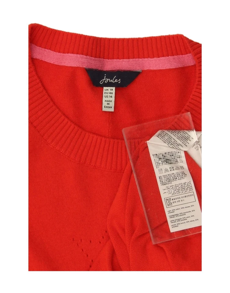 Suéter Jersey JOULES Mujer De Gran Tamaño Cuello Redondo Reino Unido 18 XL Rojo Viscosa BS08 Foto 3 de 3