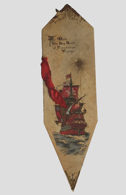 Vintage Weihnachtsgaleone Schiff LESEZEICHEN London Freund Neujahr NW3 Mrs Grant