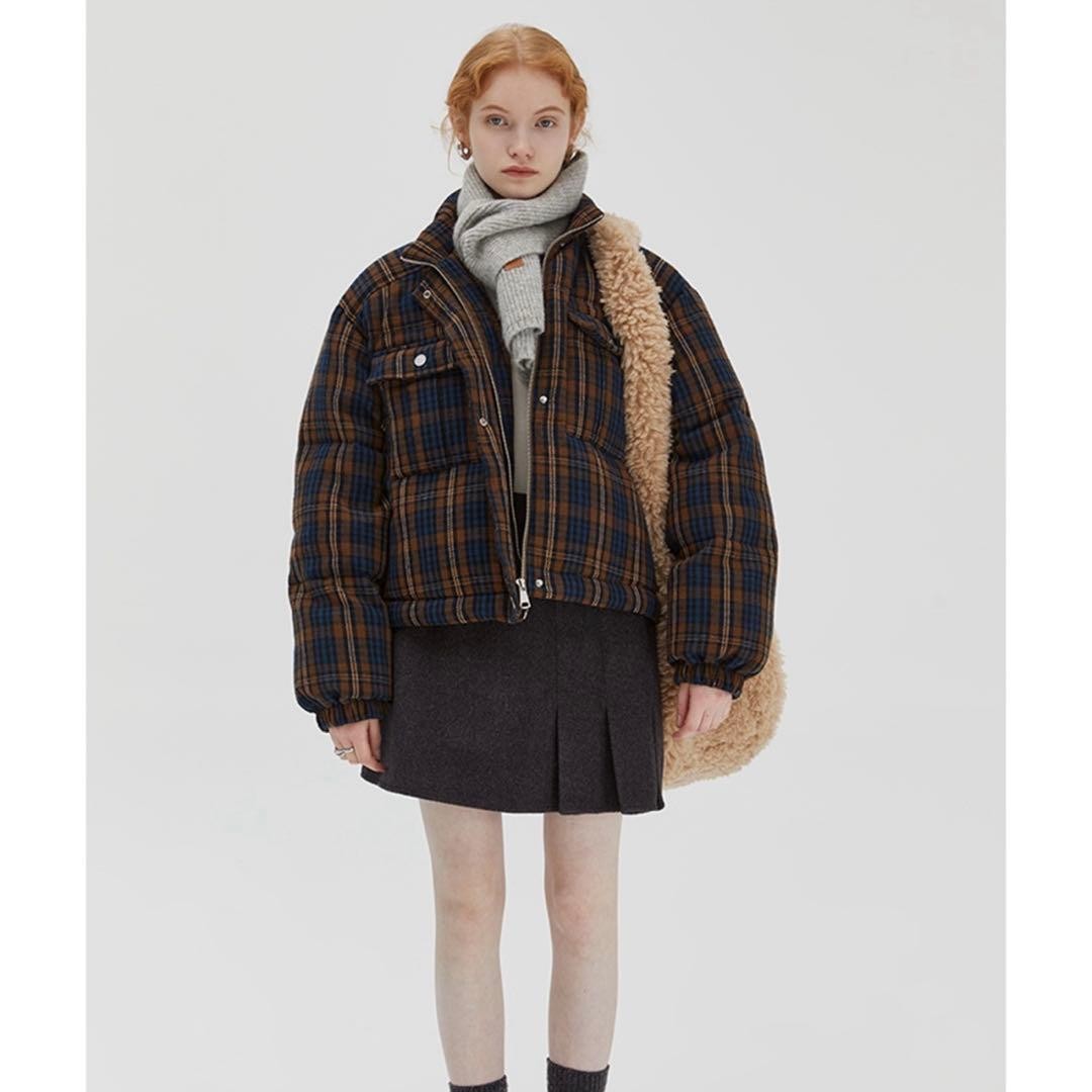 Short length check pattern PUFFA down jacket [Fan… - image 2