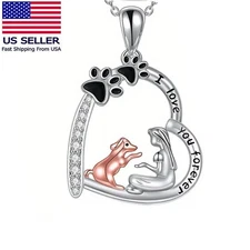 Cute Style Women Pet Dog Pendant, 925 Sterling Silver Necklace Girl Jewelry Gift